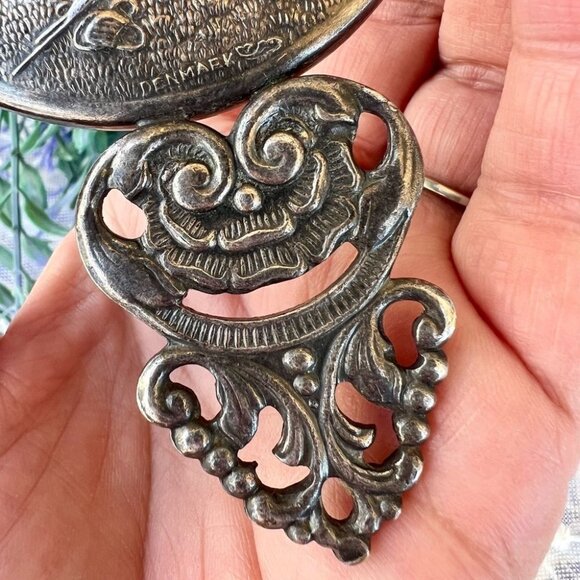 Vintage Hans Jensen Denmark Silver-plate Pocket/Purse Mirror Country Music Scene - Picture 4 of 9